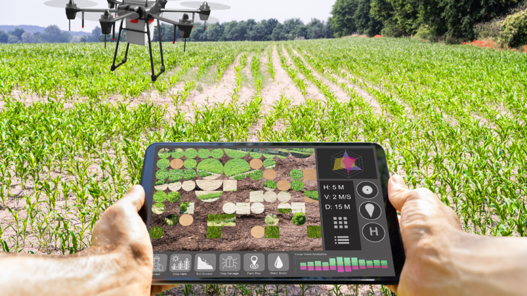 Agricultura de precisão envolve drones, satélites e sistemas.