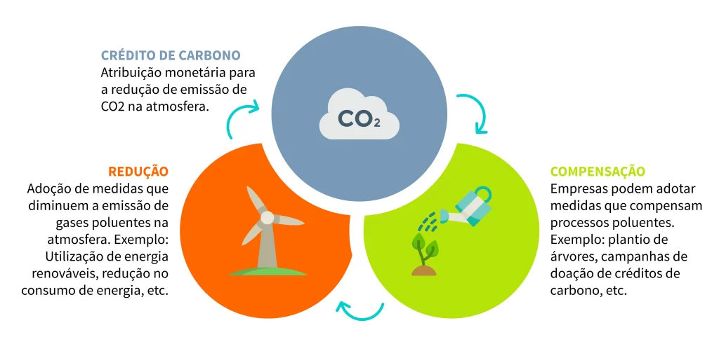 Ciclo de compensação de  créditos de carbono